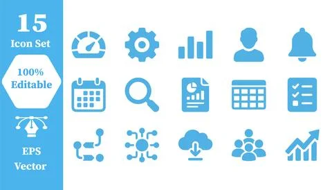 Business data analysis and management icon set with business analysis calenda Stock Illustration