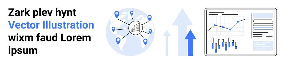 Business Data Analysis and Network Connectivity for Strategic Planning Stock Illustration