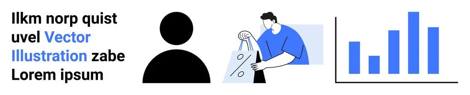 Business Data Analysis and Presentation with Graphs and Abstract User Icon Stock Illustration