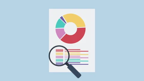 Business Data Analysis and Reporting 2d Animation with Alpha Matte Stock Footage 334994305