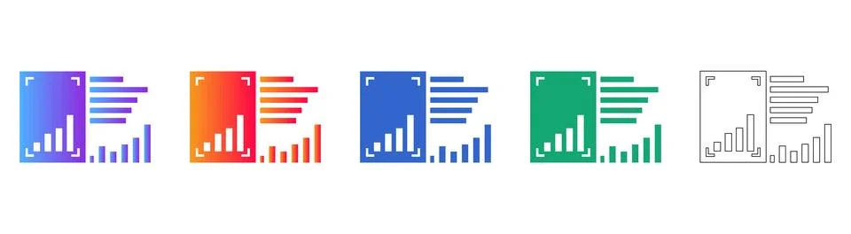 Business Data Analysis and Reporting Icon Set Stock Illustration