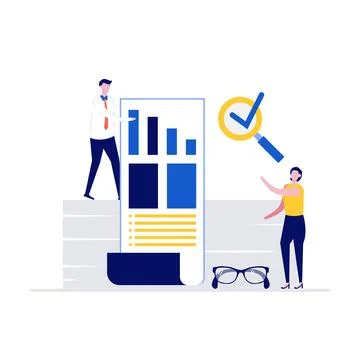 Business data analysis and statistics vector illustration concept with char.. Stock Illustration
