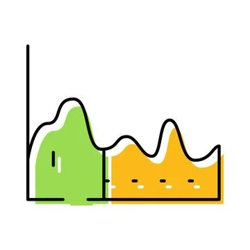 Business data analysis area line chart visualizing information Illustrazione stock
