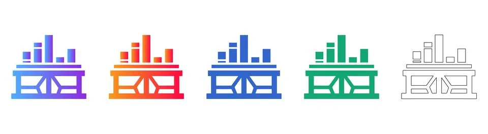 Business Data Analysis Bar Graph Icon Set Stock Illustration
