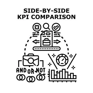 Business data analysis comparing key performance indicators Stockillustratie