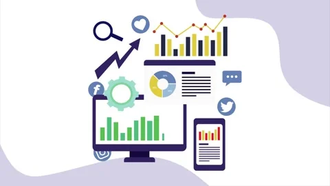 Business data analysis on computer screen. Stock Footage 334364394