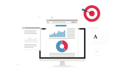 Business data analysis on computer screen. Stockbeeldmateriaal 334364398