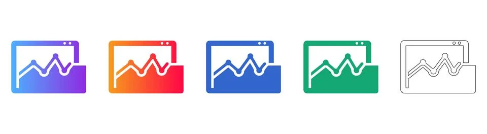 Business Data Analysis Dashboard Icon Set Illustrazione stock