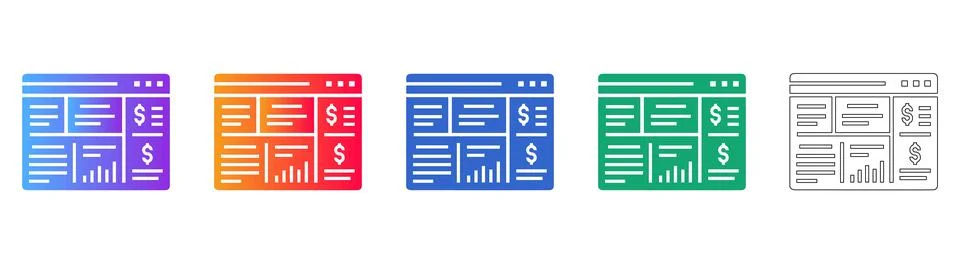 Business Data Analysis Dashboard Icons 스톡 일러스트