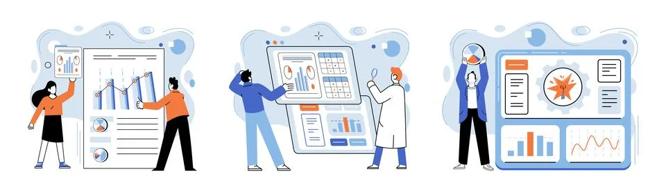Business data analysis. Data analysis is key unlocks door to business success 스톡 일러스트