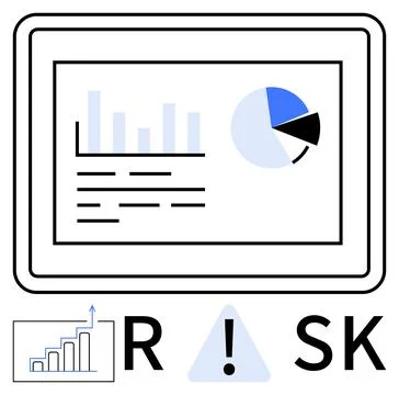 Business data analysis displayed on a tablet with bar graphs, pie chart, and  イラスト素材