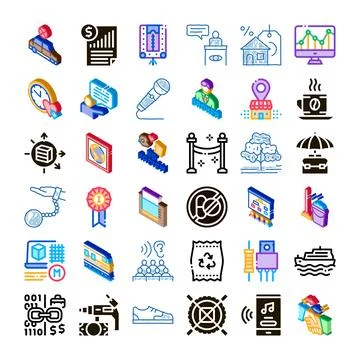 Business data analysis finance logistics isometric icons Stock Illustration