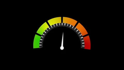 Business data analysis gauge meter animation loop with performance level in.. Video stock 313429567