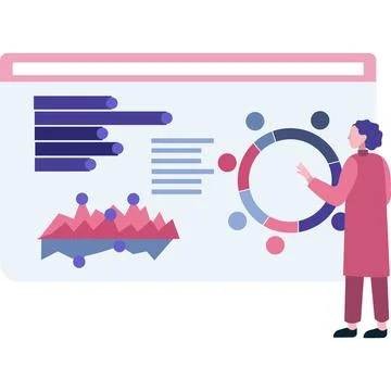 Business data analysis icon vector chart, graph Stock Illustration