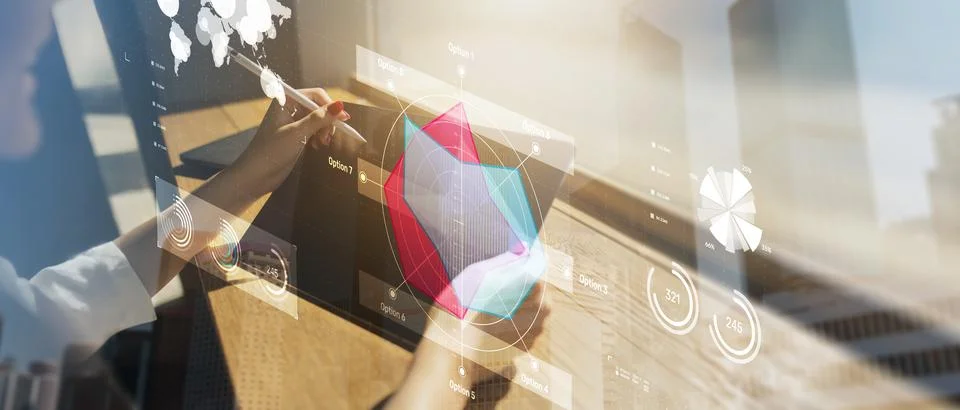 Business Data Analysis with Interactive Radar Chart Visualization. Foto stock