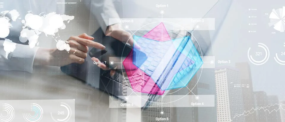 Business Data Analysis with Interactive Radar Chart Visualization. Stock Photos