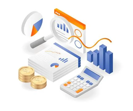 Business data analysis in isometric illustration Stock Illustration