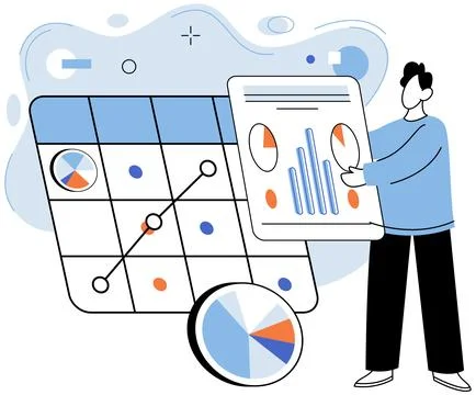 Business data analysis. Occupation finds meaning in language statistical Stock Illustration