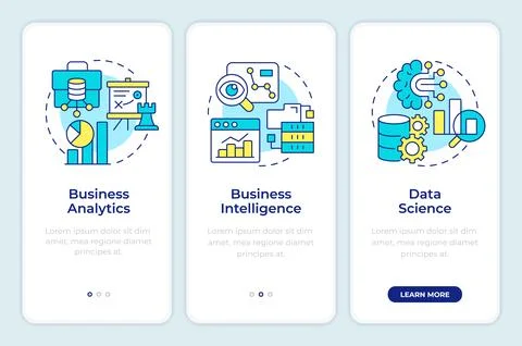 Business data analysis onboarding mobile app screen Stock Illustration