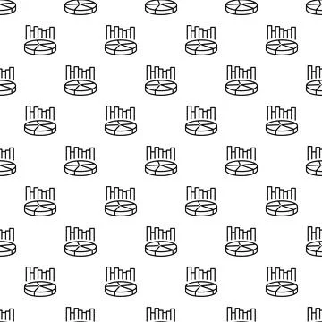 Business data analysis pie chart bar graph pattern Stock Illustration