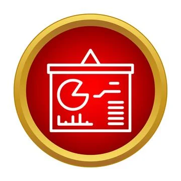 Business data analysis presentation icon on red background Illustrazione stock