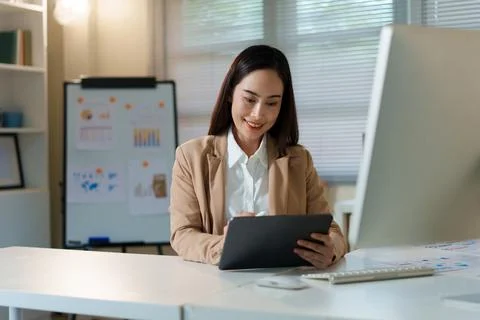 Business Data Analysis Professional With Digital Interface Stock Photos