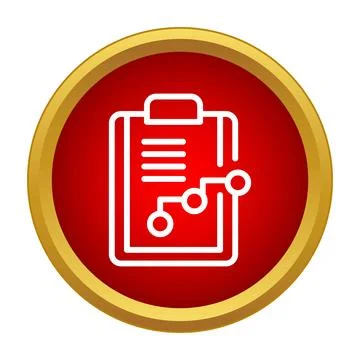 Business data analysis report icon on red button 库存插图