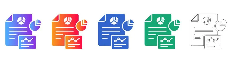 Business Data Analysis Report Icon Set Stock Illustration