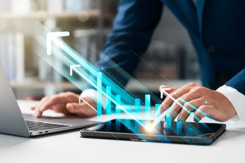 Business data analysis report with performance indicators dashboard, busine.. Stock Photos