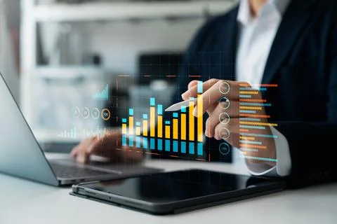 Business data analysis report with performance indicators dashboard, busine.. Stock Photos