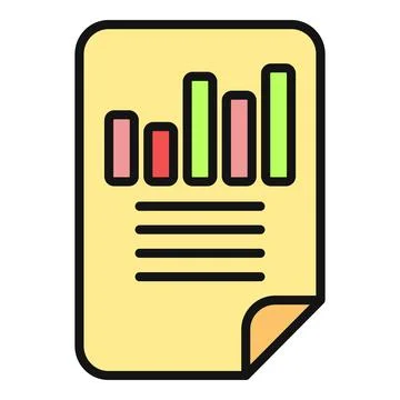 Business data analysis report showing bar chart Illustrazione stock
