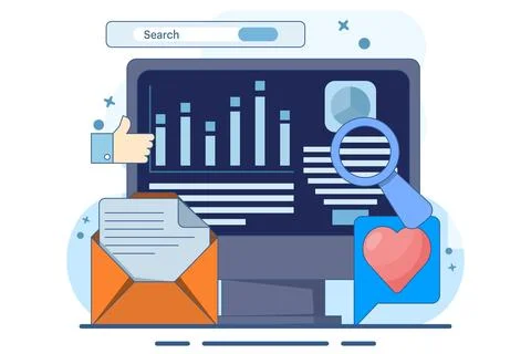 Business data analysis software concept Stock Illustration