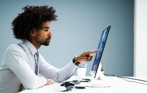 Business Data Analyst Using Computer Stock Photos