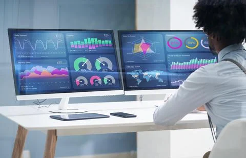 Business Data Analyst Using Computer 写真素材