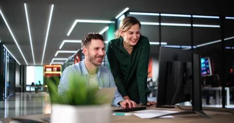 Business Data Analysts Man And Woman Stock Photos