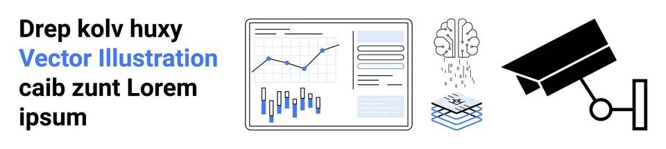 Business Data Analytics, AI, Stacked Documents, Cybersecurity, and Educatio.. イラスト素材