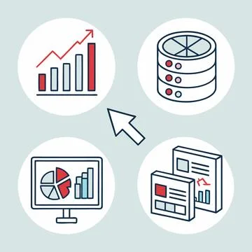 Business data analytics and management process illustration Stock Illustration