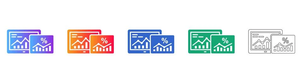 Business Data Analytics and Percentage Growth Icons Illustrazione stock
