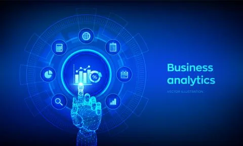 Business data analytics and robotic process automation concept on virtual scr 스톡 일러스트
