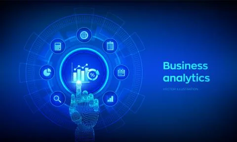 Business data analytics and robotic process automation concept on virtual scr Stock Illustration