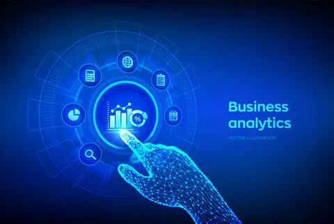 Business data analytics and robotic process automation concept on virtual scr Stock Illustration