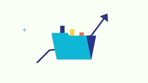 Business data analytics animation with folder and rising growth arrow on li.. Stock Footage 333807484
