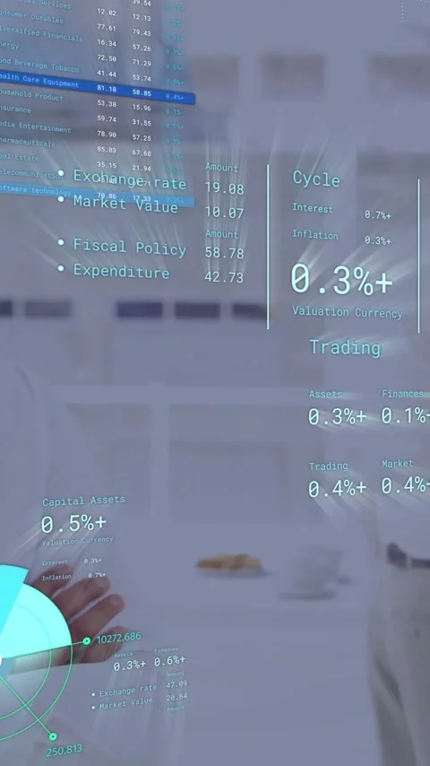 Business data analytics animation over diverse professionals in office Stock Footage 319976060
