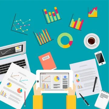 Business data analytics. Business statistics analysis concept. Stock Illustration
