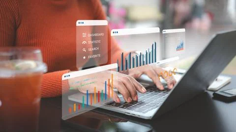 Business data analytics concept with professional user working on laptop wi.. Stock Photos