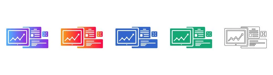 Business Data Analytics Dashboard Icon Set Stock Illustration
