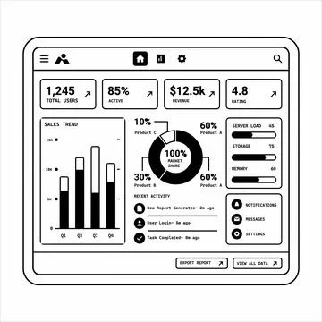 Business data analytics dashboard icon in 8K ultra quality image ratio Stock Illustration
