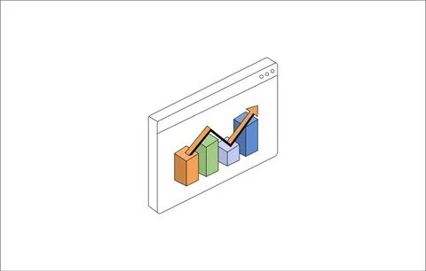 Business Data Analytics Dashboard Isometric Stock Illustration