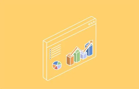 Business Data Analytics Dashboard Isometric Stock Illustration