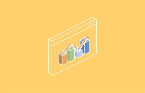 Business Data Analytics Dashboard Isometric Stock Illustration